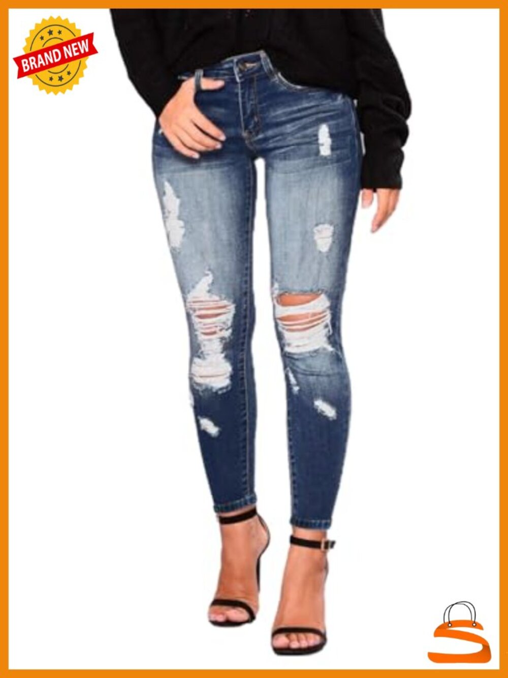High Waisted Ripped Stretch Skinny Butt Lifting Jeans